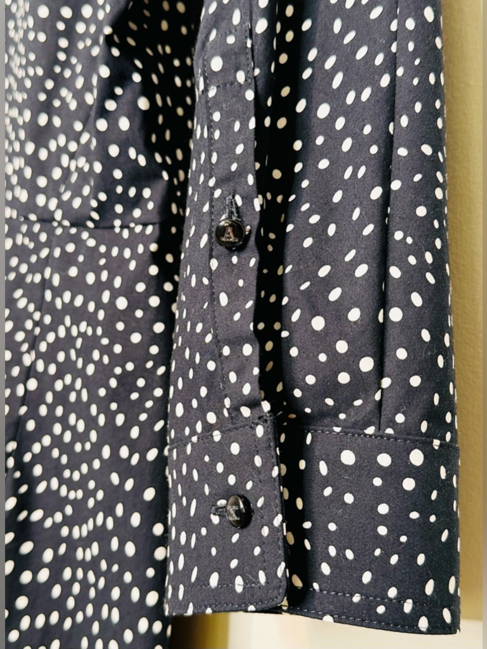 Max Mara Vicky Ruffle Polka Dot Navy Blue White Cotton Poplin Midi Dress - Picture 11 of 16